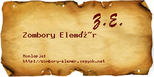 Zombory Elemér névjegykártya